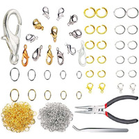 Diy Crafts 1 Kg, Nickel Silver, Open Jump Rings Kit, 20X Lobster Clasps 1X Plier 1X Tweezers, Clasps Jump Rings Opener Pliers Tweezers For Jewelry Making, Accessories R (1 Kg, Nickel Silver)