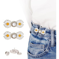 Godfly Jeans Tightening Waistband Waist Pin Buckle Elegant Waist Buckle Fashion Accessories Reusable Adjustable Jean Buttons Pins For Sewing-(2-Pair)(White)