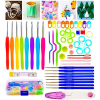Sharp Choice Knitting Crochet Accessories Needle Set With Box 52 Pieces Ergonomic Arts Sewing Knitting Needle Kit Craft Weaving Plastic Yarn Sewing Tools (Black)