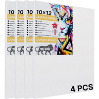 Goshu Triple Gesso Primed Surface With Mdf Backing 10X12 In. Canvas Board/Panel With 100% Cotton Sourced From Bharat For Oil, Acrylic & Watercolor Painting (Pack Of 4, 10X12 Inches)