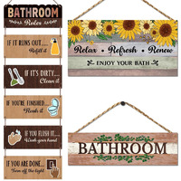 Chaka Chaundh Bathroom Wall Plaque - Set Of 3 Vintage Wood Framed Posters With Quotes, Etiquette And Rules