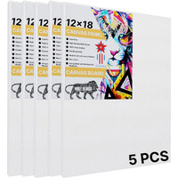 Goshu Triple Gesso Primed Surface With Mdf Backing 12X18 In. Canvas Board/Panel With 100% Cotton Sourced From Bharat For Oil, Acrylic & Watercolor Painting (Pack Of 5, 12X18 Inches)