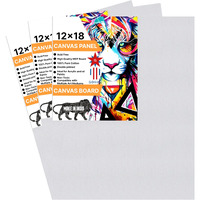 Goshu Triple Gesso Primed Surface With Mdf Backing 12X18 Inches Canvas Board/Panel With 100% Cotton Sourced From Bharat For Oil, Acrylic & Watercolor Painting (Pack Of 3, 12X18 Inches)