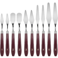 Lakeer Palette Knife Set - 10 Pcs Stainless Steel With Wooden Handle, Ideal For Acrylic, Oil Painting, And Mixed Media Art