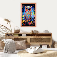 Home Elements Floral Wall Owl Design Painting For Bedroom Living Room Wall Decoration Abstract Elegant Golden Flower Floating Frame Wall Paintings For Home And Office Dcor Size : 30X50Cm