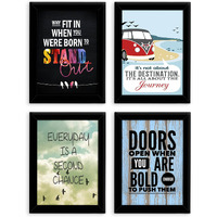 Tied Ribbons Set Of 4 Inspirational Quotes Wall Art Framed Posters Paintings For Living Room Bedroom Home Office Kitchen Restaurant Decoration Gift Item (Multi, 13.6 Inch X 10.2 Inch)