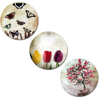 Kartik Round Vintage Print Wall Painting For Living Room With Wooden Frame And Without Glass - Set Of 3