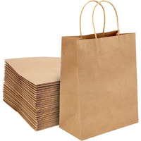 Aminit Paper Bags, Gift Bags With Handles, Small Craft Shopping Bags In Bulk For Boutiques, Small Business, Retail Stores, Gifts & Merchandise(10X13X5 Inch,Brown)