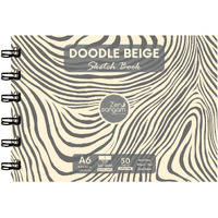 Zen Sangam Artists A6 Spiral 120 Gsm Beige Toned Paper Sketchbook - Landscape - Smooth Surface - 50 Sheets | Size (14.8X10.5Cm) For Color Pencils,Fineliners,Crayons,Oil Pastels,Wax Crayons,Charcoal