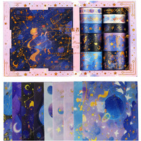 Funblast Space Theme Washi Tape Sets, 10 Rolls Washi Tapes With 10 Sheets Stickers, Designer Decorative Masking Tapes For Diy Crafts Arts Scrapbooking Bullet Journal Planners (Multicolor)