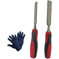 Inditrust 2Pcs High Carbon Steel Wood Carving Chisel Set Manganese Blades Chisel Kit For Woodworking Carving Size 12Mm, 19Mm With Gloves