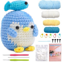 Patpat Cute Stuffed Penguin Crochet Toy Material Kit Beginner-Friendly Crochet Kit With Crochet Needles, Yarns, Instruction, Diy Kit For Adult Crochet Toys Gift Birthday Gift Car Interior Decor