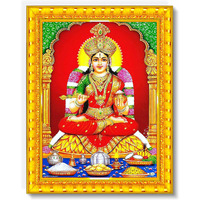 Pavan Photo Laminations Goddess Annapurna Devi Annapoorani Mata Maa Wall Painting Framed Home Decor (Wood,Matte,Gold,Big Size,10 X 12 Inch) R158M