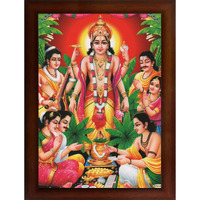Craft Quest Lord Satyanarayana Swamy Bhagwan Satyanarayan Wall Painting Framed Home Decor (Wood, Matte Finish, Brown Frame, 10 X 13 Inch)