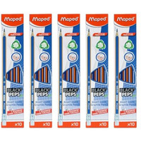 Maped Dark Graphite Pencil Set Of 5X10Pcs|Writing Pencils|50 Pencils With Eraser Tip, 5 Free Sharpeners|Triangular Shape For Easy Grip|Soft And Extra Dark|Wood-Free Pencils|Graphite Pencils|Extra Dark