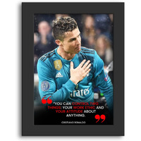 Dmcreativitycraft Motivational Wall Frames Framed Posters For Office, 9.5 X 12.5 Inches, Cristiano Ronaldo Poster With 1 Inch Black Photo Frame Quotes Living Room, Study And Desk Decor
