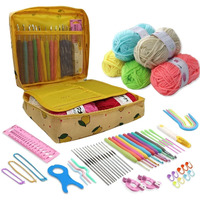 Jern 67 Pcs Crochet Kit, Crochet Kit For Beginners Adults, Travel Crochet Hook Case, With Crochet Hooks, 5 Colour Yarn Balls, Knitting Supplies(Yelllow)