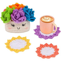 Patpat Diy Crochet Material Kit 6 Colors Coasters Diy Crochet Floral Coasters And Smile Crochet Cup Material Kit Diy Handmade Crochet Coasters Gift Crochet Starter Kit