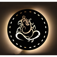 Vah- Kya Bat Hai !! Wooden Ganesh Design Wall Art Dcor Wall Hanging Lamp For Living Room, Bedroom, Home Dcor, Office Dcor (Black)