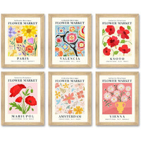 Printelligent Flower Market Framed Poster, Danish Pastel Posters Floral Wall Art Paintings Perfect For Living Rooms, Bedrooms, And Office Spaces. (B)