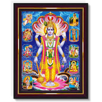 Pavan Photo Laminations Lord Vishnu Dev Avatar Narayan Dashavatar Wall Painting Framed Home Decor (Wood,Matte,Brown,Small Size,6 X 8 Inch) B575S