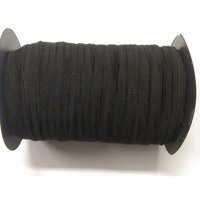 Omx C4 Black Color Polyester Flat Braided Elastic Cord Band (100 Meters, 6Mm) For Mask, Sewing, Crafts | Knit Sewing Crafts Diy Earloop For Mask Bent And Other Projects