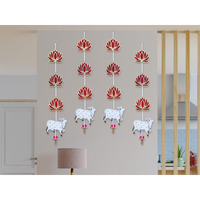 Jh Gallery Lotus With Pichwai Cow Wall And Door Hanging - Home, Mandir Decorations Items, Diwali Dcor, All Festival Dcor, Decorative Pooja Room Temple Decoration (32'' Height - Pack Of 4), 81.28 Cm
