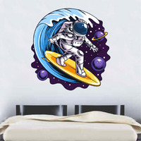 Sticker Yard Astronaut Surfer Decor Kids Room Decor, Hall Decor, Kitchen Decor, Living Room Decor,Bedroom Decor Vinyl Wall Sticker,Multicolor (Standard Size -55X55Cm)