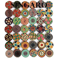 Singaro Wooden Buttons For Crafts Wood Buttons 1 Inch Assorted Vintage Round Wooden Flower (30 Pcs)