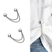 Magnetic Clothing Clips,Multi-Function Clothing Clips,Metal Pinless Brooch Clothes Hijab Magnets Chain Cuff Holder T-Shirt Hems Collar Shirt Trousers Etc(Silver)