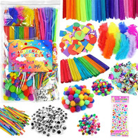 Hasthip Art And Crafts Supplies Kit Colorful Kids Diy Handmade Craft Pack Art Supplies With Colorful Buttons, Twist Sticks, Plush Balls, Googly Eyes, For Diy Handmade Crafting, Educational Use