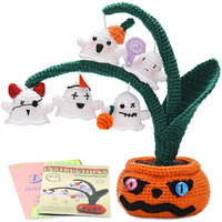 Patpat Nylon Diy Crochet Craft Kit Halloween Spooky Ghost Pumpkin Tree Desk Decoration Beginners Material With Tutorials Home Decor, Multicolor