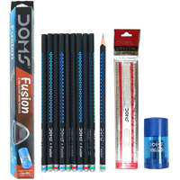 Doms Fusion Xtra Super Dark Pencil Box Pack | Dark & Neat Writing Which Stays Longer | Smooth Sharpning & With Soft & Comfortable Grip | Free Scale & Erasner Inside | Pack Of 30 Pencils