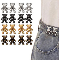 Heavy Driver 8Pcs Cute Bear Button Pins For Jeans Teddy Bear Button Pins Adjustable Waist Buckle For Loose Jeans Pants, Detachable Buttons For Jeans No Need Sewing Waist Tightener Clip (X)