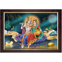 Dharvika Innovations Radha Krishna Photo Frame Big Size Home Decoration With Sparkle Coated Lamination (14X20 Inch) - 20493