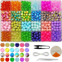 Indikonb Multicolour Round Glass And Acrylic Pearl Beads Combo Set | Jewelry Making Beads And Craft Beads | With Storage Organiser Box | Ideal For Diy Jewelry Making Supplies