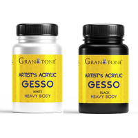 Granotone Acrylic Gesso Water Base Non-Toxic Universal Gesso Primer To Apply As An Undercoat Before Painting Ideal For Pro Artist Hobby Painters & Kid (100 Milliliters, Black + White)