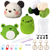 Artbee Crochet Kit For Beginners, 3 Pcs Diy Crochet Animal Kit Cute Dinosaur Frog Panda Knitting Crochet Kit Supplies For Adults Include Step-By-Step Instruction And Video Tutorials