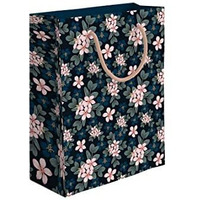 Acl Creationsblue Floral Gift Bag Or Fashion Bags For Diwali Gifting, Birthday Gifts, Marriage Gifting, Christmas Gifts, Baby Showers & Shopping.(Pack Of 10 Paper Bags)