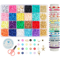 Venzina 4000Pcs Clay Beads For Jewellery Making, 18 Colors Polymer Clay Beads Kit, Beads For Bracelet Making, Spacer Beads Set With Cute Charms And Tools For Girls Women Necklaces Diy Crafts