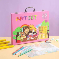 Nizomi 88 Pc Portable Art & Painting Color Kit - Art Supplies Includes Oil Pastels, Colored Pencils, Watercolor Pens, Watercolours & More - Gifts For Girls Boys Artist (Pack Of 1)