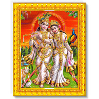 Pavan Photo Laminations Radha Krishna Photo Frame Radhe Radhakrishna Wall Painting Framed Home Decor (Wood,Matte,Gold,Big Size,10 X 12 Inch) R1682M