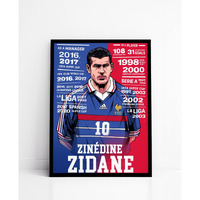 Since 7 Store Zinedine Zidane Football Legend Framed Poster For Gifting/For Room Decor/For Football Fans (A4, Black) (A4, Black)