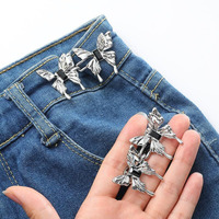 Zibuyu 2 Sets Jeans Tightening Clips, Buttons For Jeans, Alloy Butterfly Adjustable Button Pins For Loose Pants And Dress
