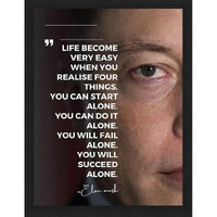 Interio Crafts Elon Musk Motivational Quote Framed Poster (Frame,13X10 Inch, Black)