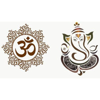 Ghar Kraft Combo Set Of 2 Wall Stickers Designer Om|Royal Ganesh