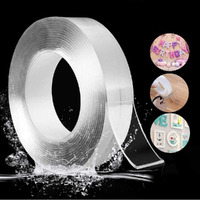 Qatalitic Double Sided Adhesive Tape 3 Meter X 1 Inch Heavy Duty, Clear & Tough Nano, Removable, Reusable And Washable Transparent Adhesive Tape For Diy Art & Craft