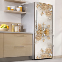 Sai Arts Decorative Little Flowers Design For Single Door, Double Door Fridge Sticker/Wallpaper Poster Self Adhesive Vinyl Waterproof Sticker For Kitchen Decoration (Size 61X160 Cm) (Fridge13)