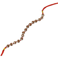 Shivaratna Rudraksha Rakhi With Silver Capping - (Roli, Chawal) Natural Color Rudraksha