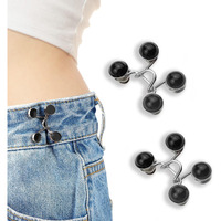Detachable Buttons For Jeans,2 Sets Adjustable Waist Buckle Extender For Jeans Waist Tightener Instant Jean Buttons For Loose Jeans Pants Dress, No Sewing Required Detachable Jean Pin (Black Pearl)